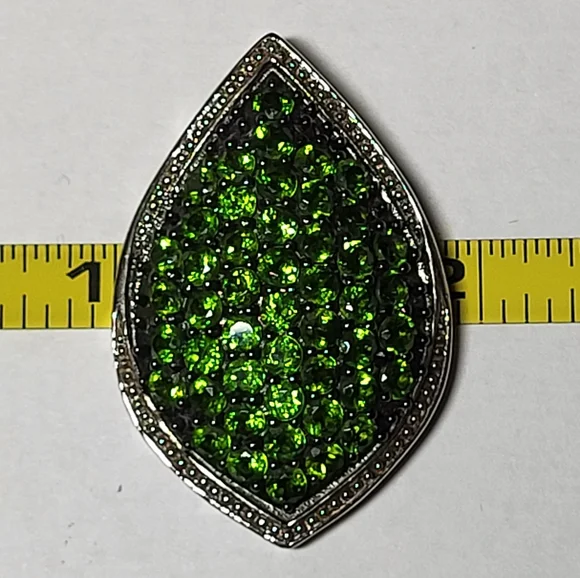 Genuine Russian Chrome Diopside Sterling Silver Slide Pendant Necklace - Picture 6 of 9